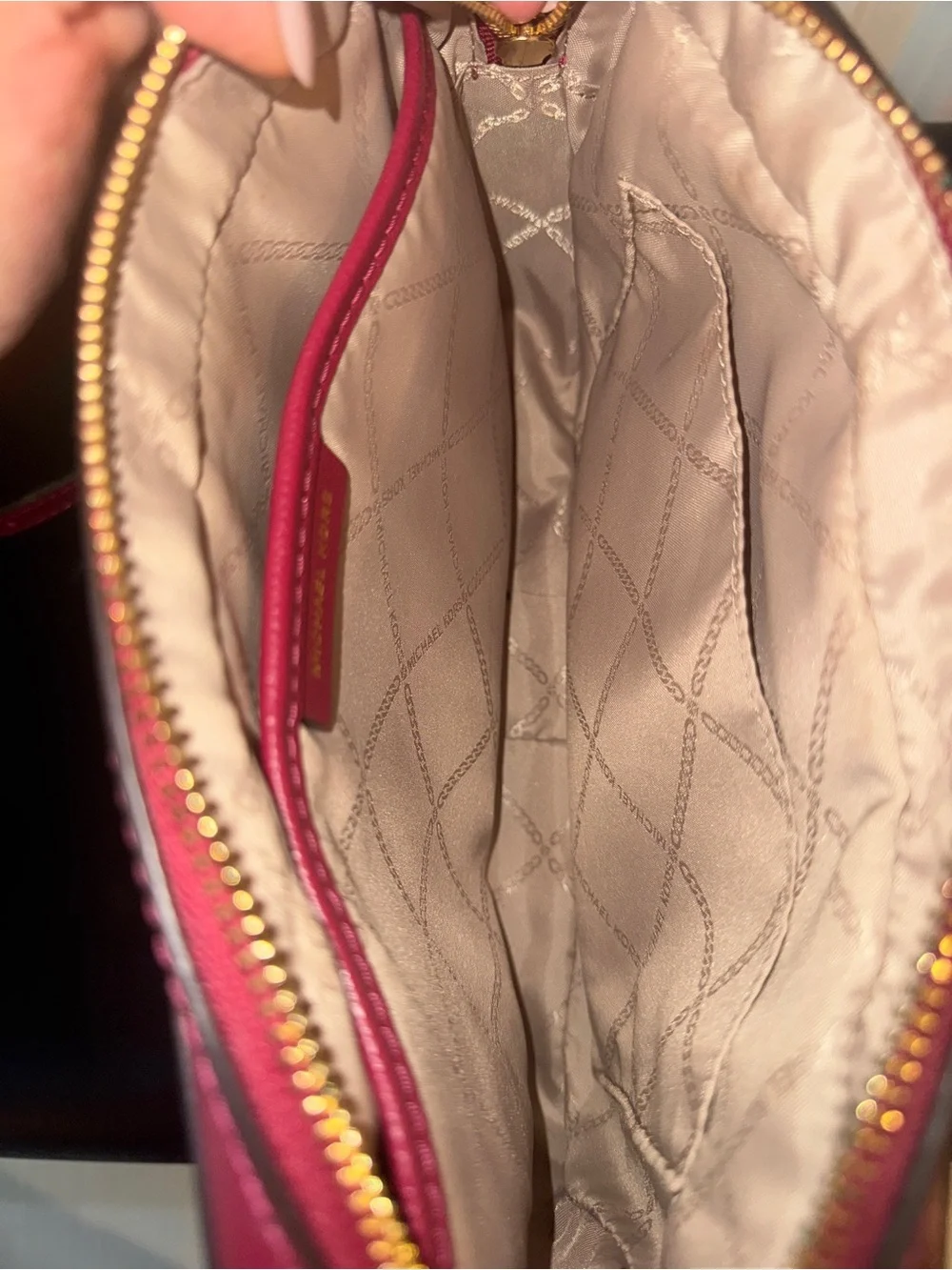 Michael Kors Wine Saffiano Crossbody Bag with Gold Chain